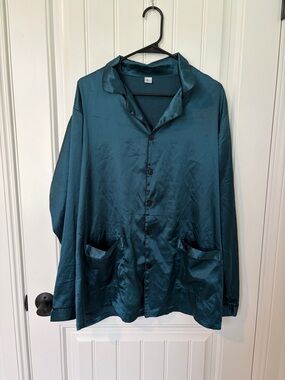 Silky Teal Button-Up Pajama Set